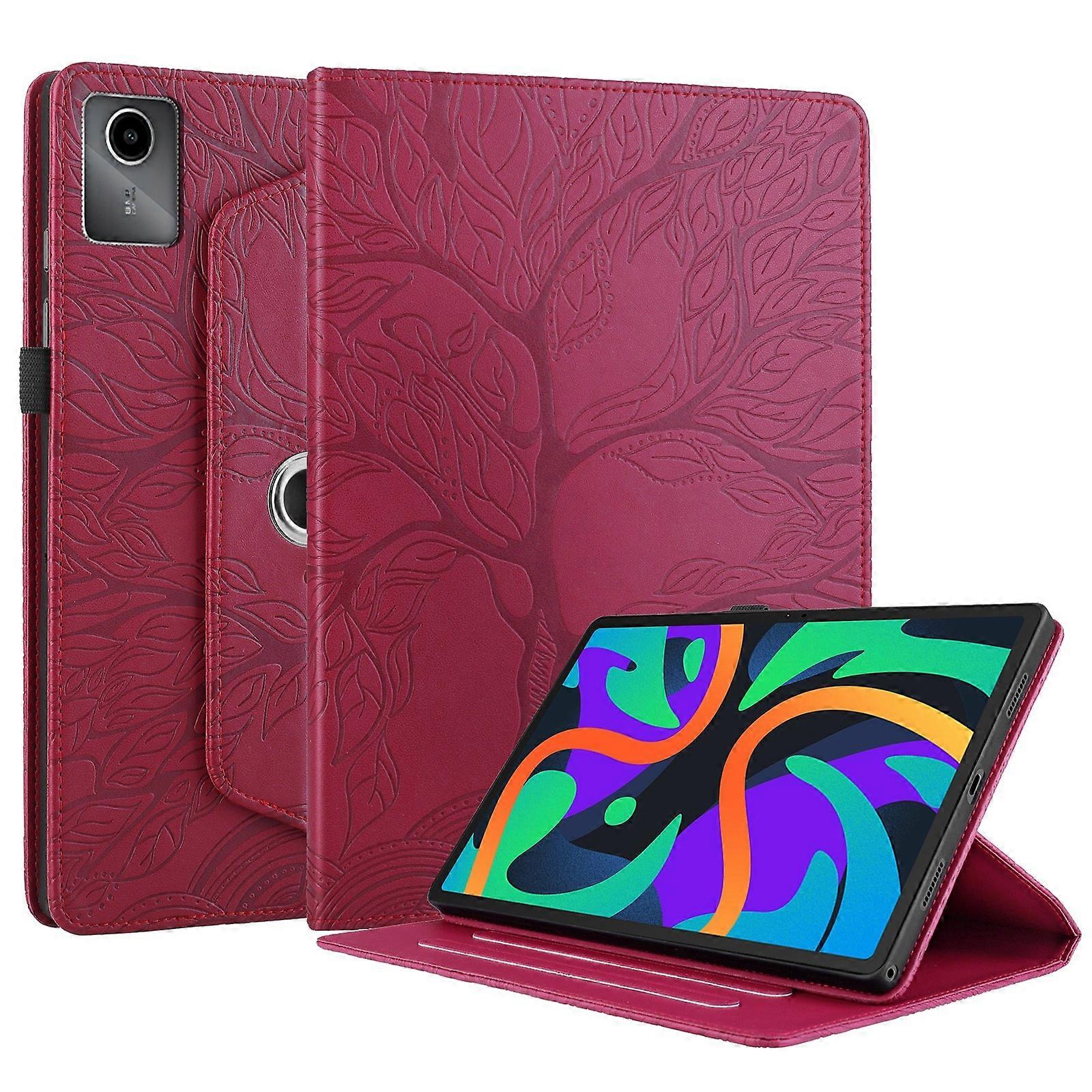 Tablet Case For Lenovo Tab M11 / Xiaoxin Pad 11 2024 Tree Life Embossed Rotation Leather Tablet Case(Red)