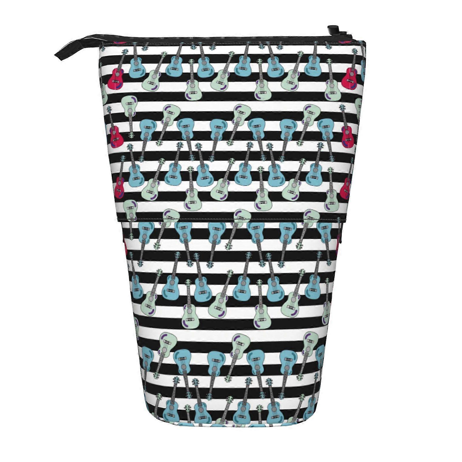 الآلة الموسيقية لهيكل القيثارة نمط مقلمة الوقوف حقيبة قلم رصاص تلسكوبي مقلمة مع سحاب حقيبة ماكياج محمولة