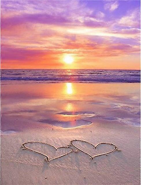 DWW-30 x 40 cm, Sea Beach Diamond Painting Diamond Embroidery Painting5D Canvas Painting for Children and Adults, Rhinestone Puzzle Set, Drawing Wall 