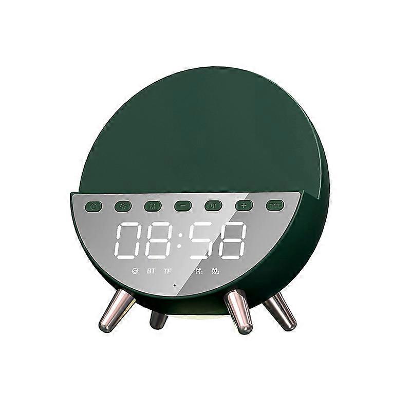 5IN1 Wireless Charger 15W Fast Charging Station Dock Built-in Sleep Aids Night Light Alarm Clock Bluetooth-compatible Speaker