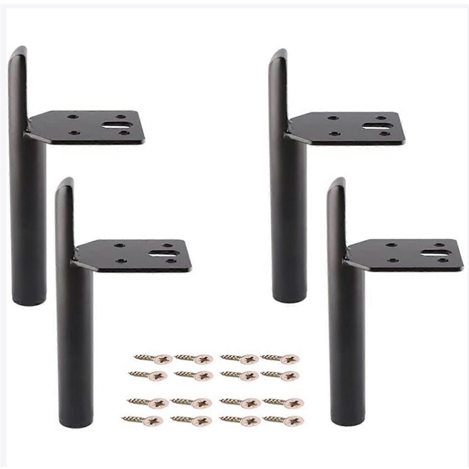 4 Pcs Modern Furniture Leg Iron Replacement Sofa Legs with Screws for Table Bed Cabinet Black - 15cm
