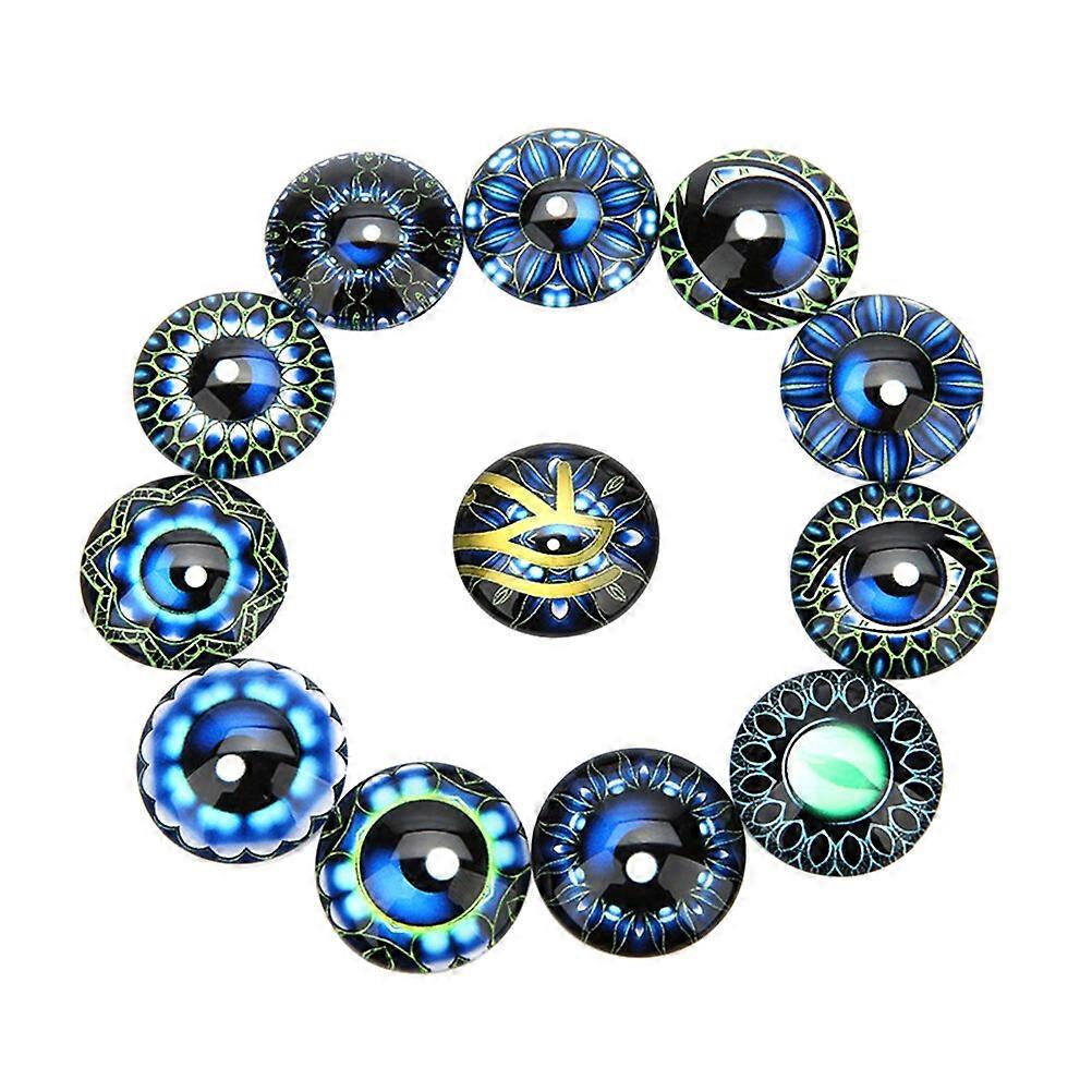 20PCS 12MM DIY Time Glass Patch Round Shape Pattern Eye Glass Interface Creative DIY Pattern Eye Glass Patches Delicate Pattern Eye Glass Patches for