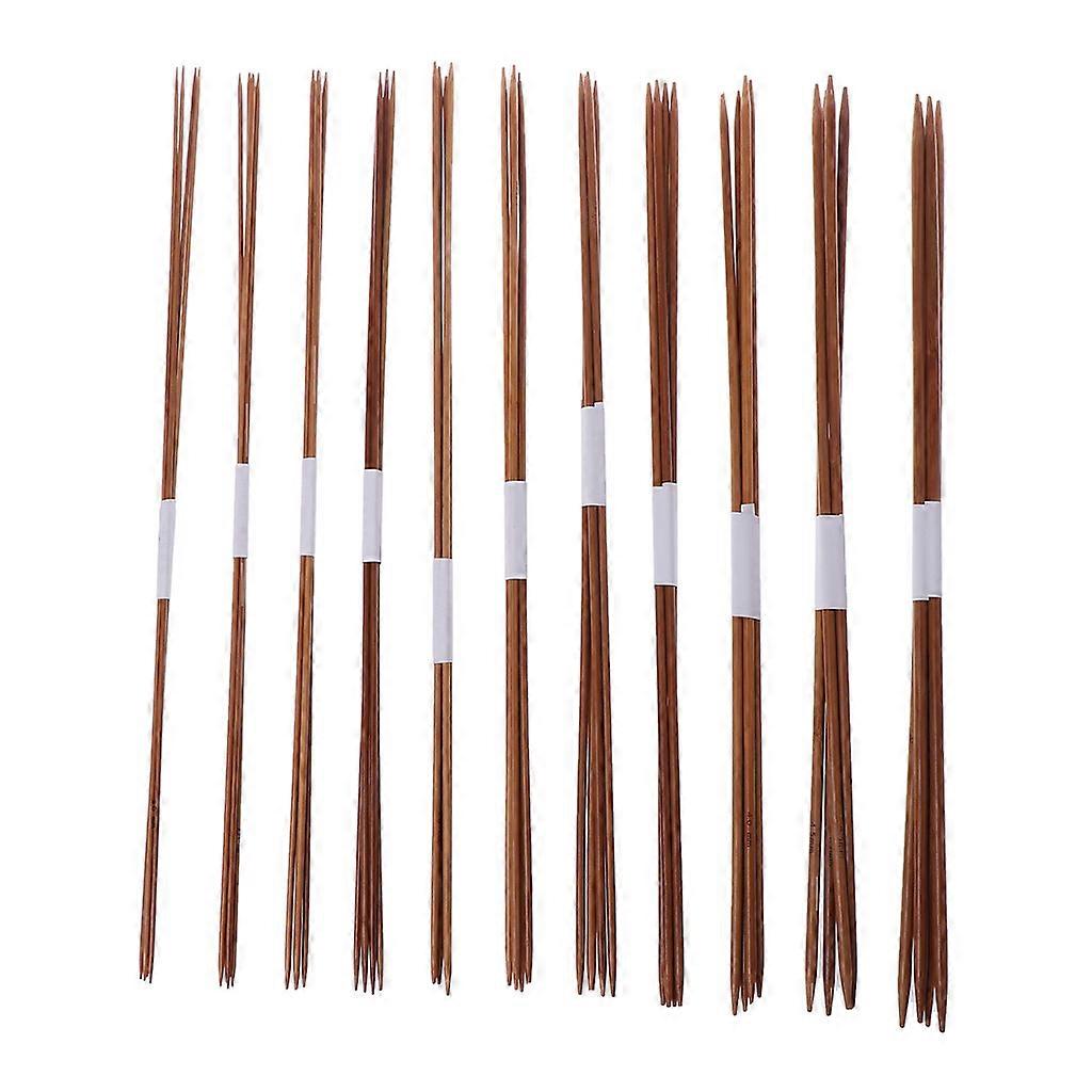 44Pcs In 11Sizes 14.2in Smooth Carbonized Bamboo Double Pointed Straight Knittin