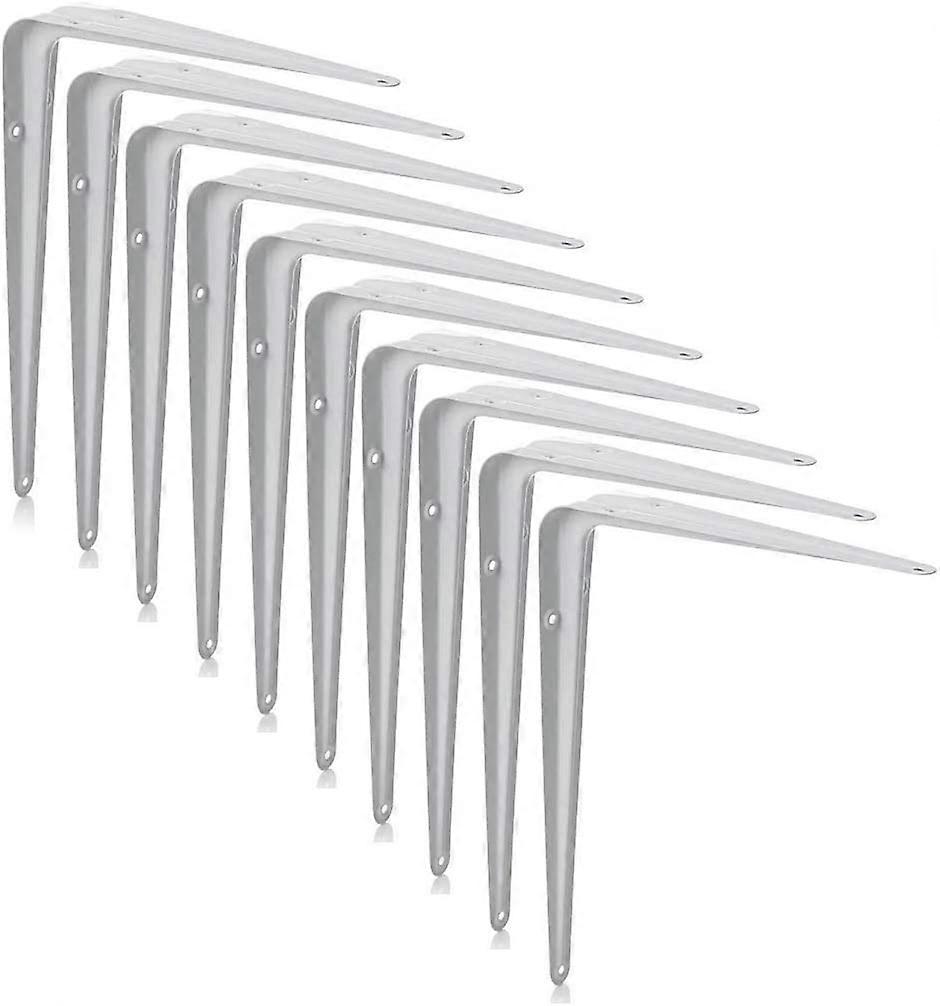 London Shelf Brackets, Wall Shelf Brackets, Book Shelf Brackets, Floating Shelf Brackets, White, Set of 10, (4 x 3 inch)