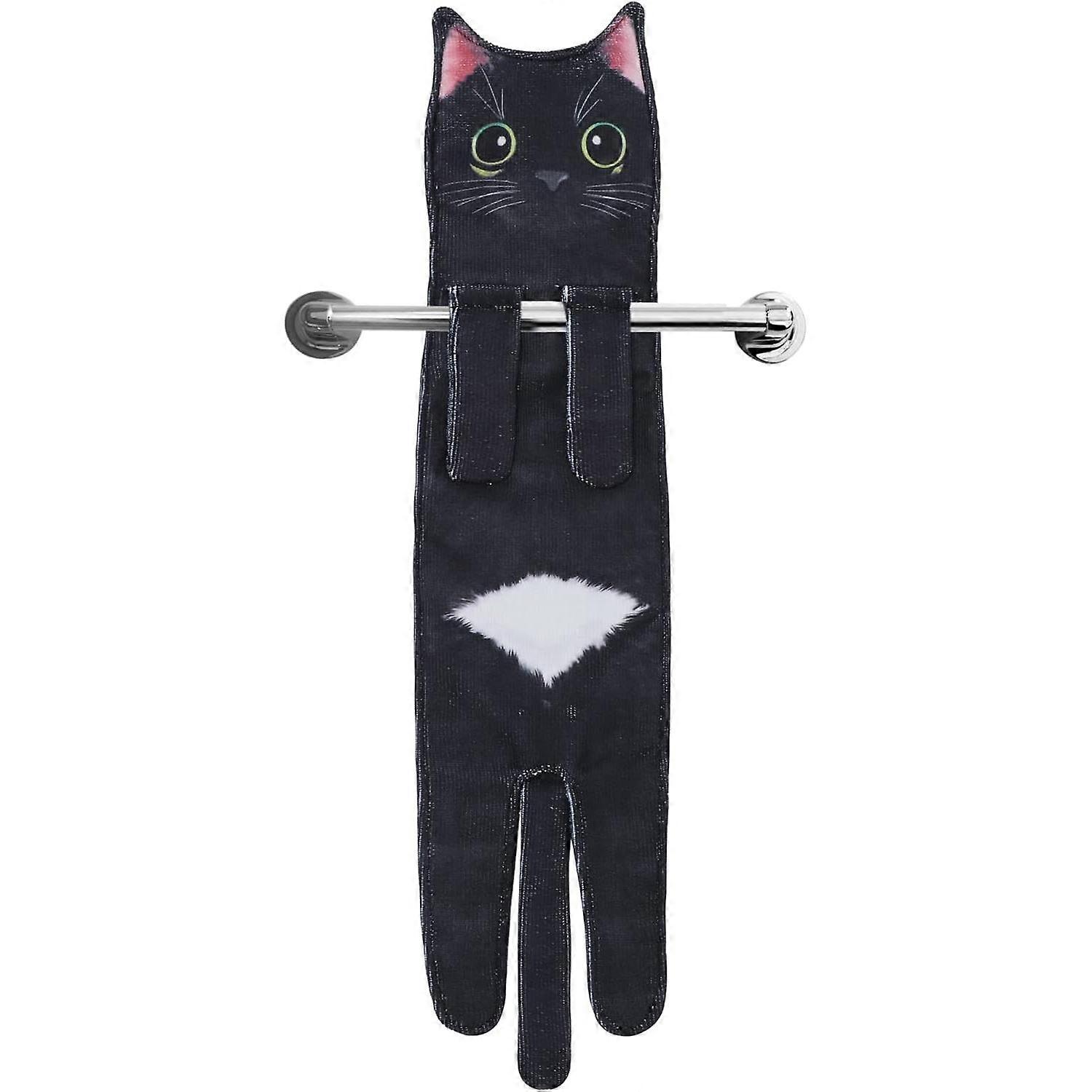 Funny Cat Hand Towel for Kitchen and Bathroom