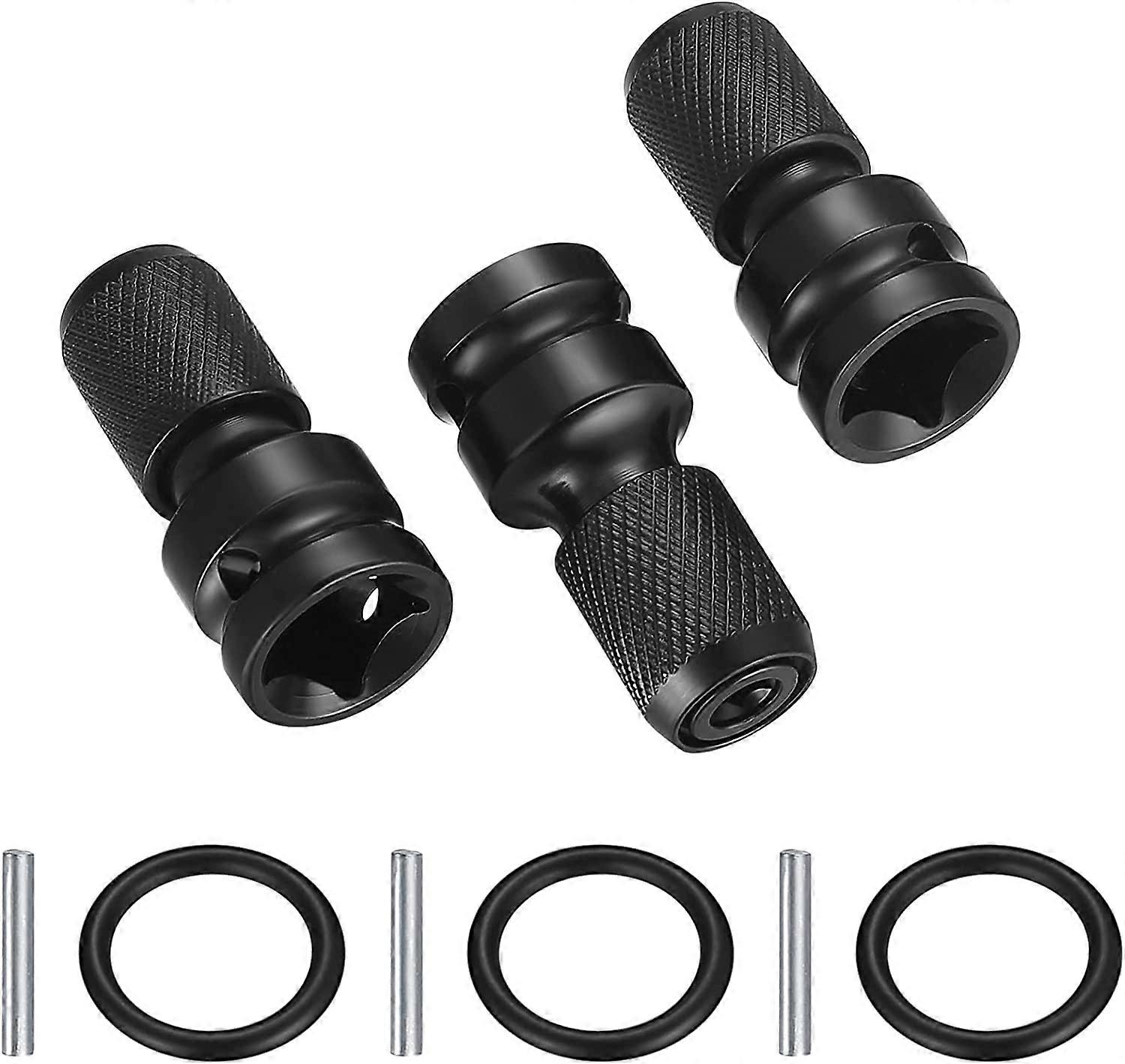 3pcs 1/2"Square to 1/4"Hex Socket Adapters,Quick Release Chuck Converter Hex Ratchet Socket Wrench