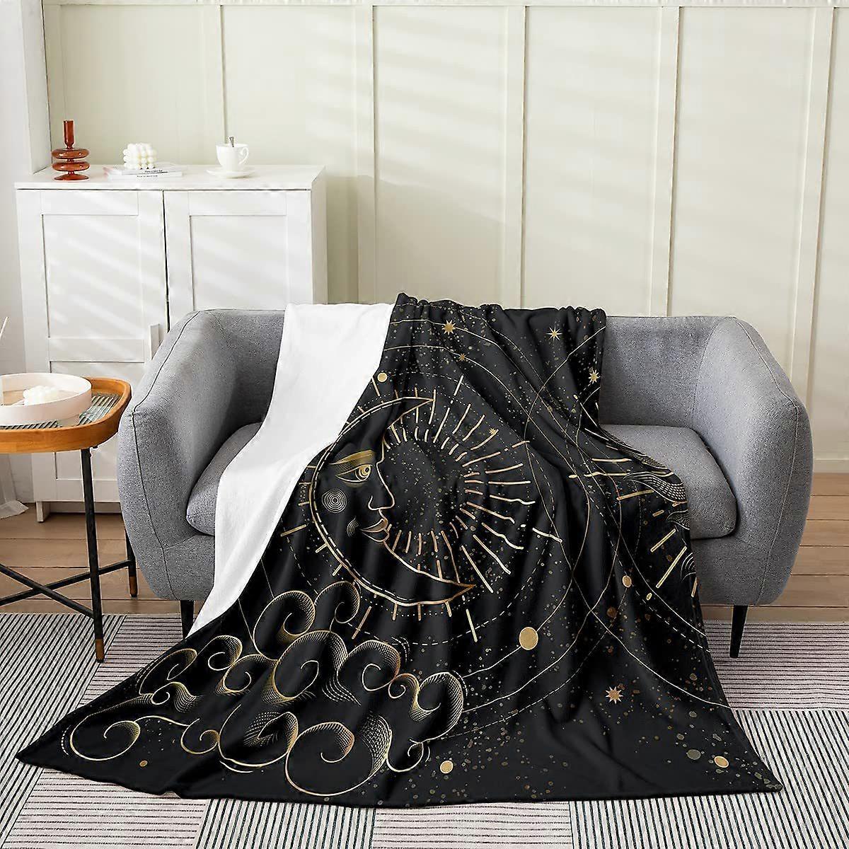 Auringon ja kuun heittohuopa eksoottiset tähdet Galaxy Throw Blanket Bohemian Moon Phase flanellihuopa Design 583