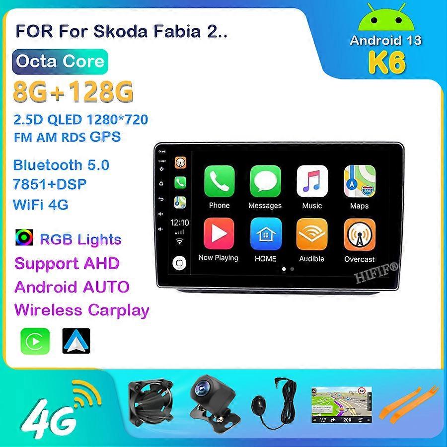Android 13 DSP CarPlay Car Radio Multimedia Video Player Auto Stereo GPS For Skoda Fabia 2 2008 - 2013 2 din dvd