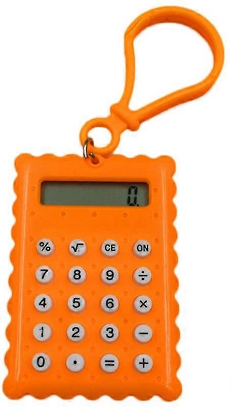 Pocket Student Mini Electronic Calculator Biscuit Shape School Gift Orange