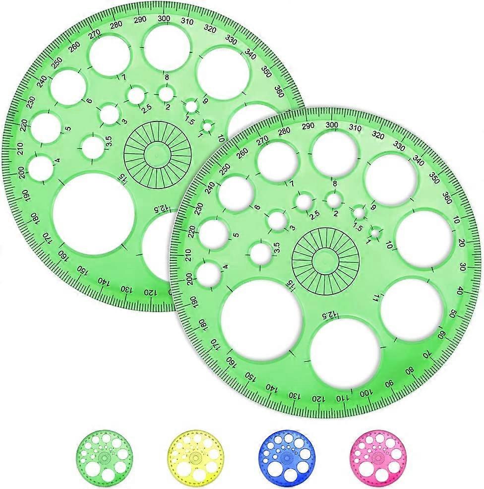 2 pieces circle stencil ruler circle stencil 360 degree protractor plastic circular protractor math