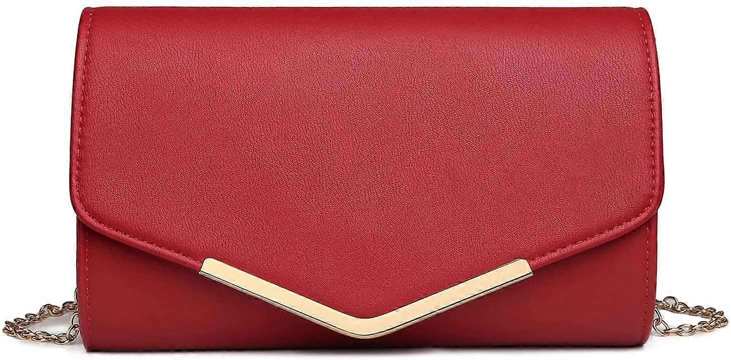 Rouge Femmes Embrayages Doux Daim Velours Pu Soirée Soirée Mariage Chaîne Sac Enveloppe Sac À Main Cluth Sacs (Noir)
