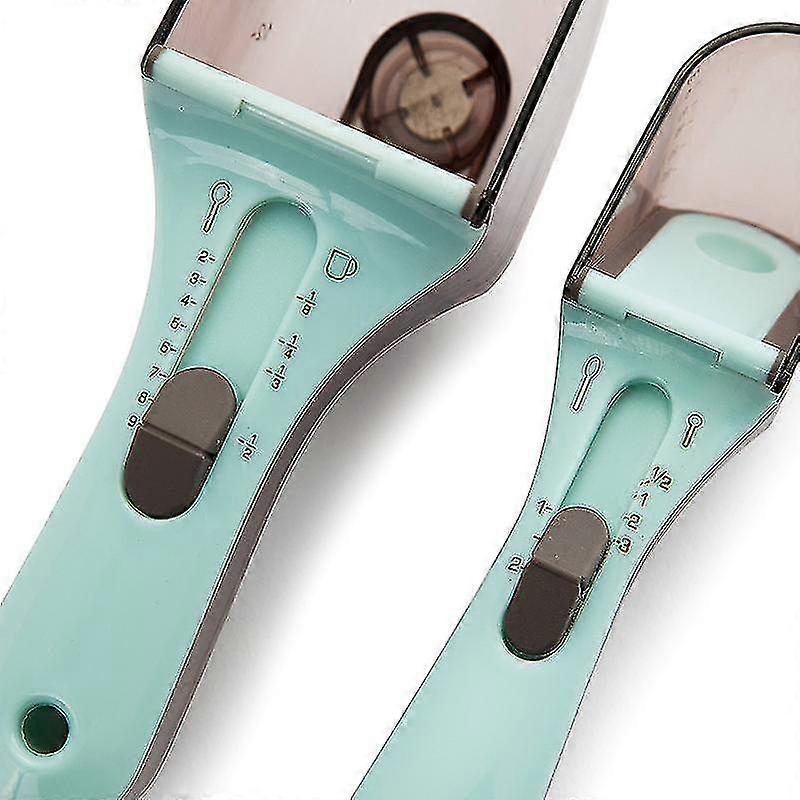 2 Pack Adjustable Measuring Cup And Spoon Set With Snap Scale Kitchen Tool