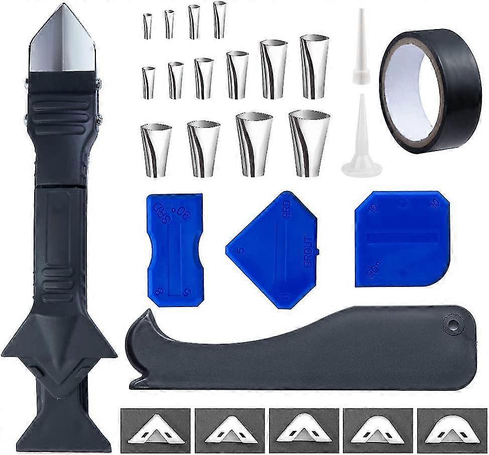 Caulking Finisher Kit30pcs Caulking Tool Set, Stainless Steel Caulk Nozzle Applicator, Sealant Finishing Tool Grout Scraper Caulk Remover For Kitchen