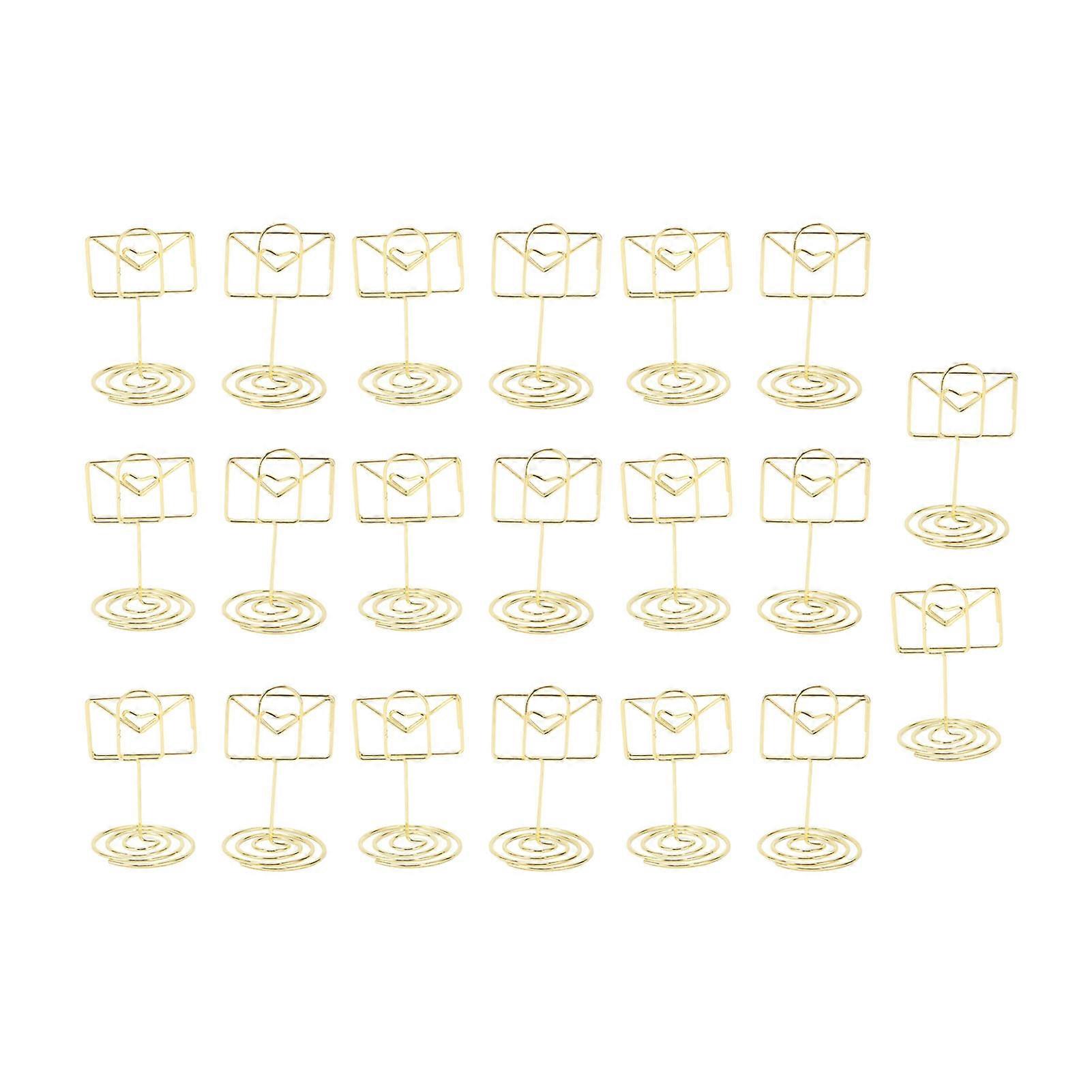 20pcs Table Number Holders Cute Exquisite Small Envelope Shape Rust Protection Plating Process Photo Holder Gold