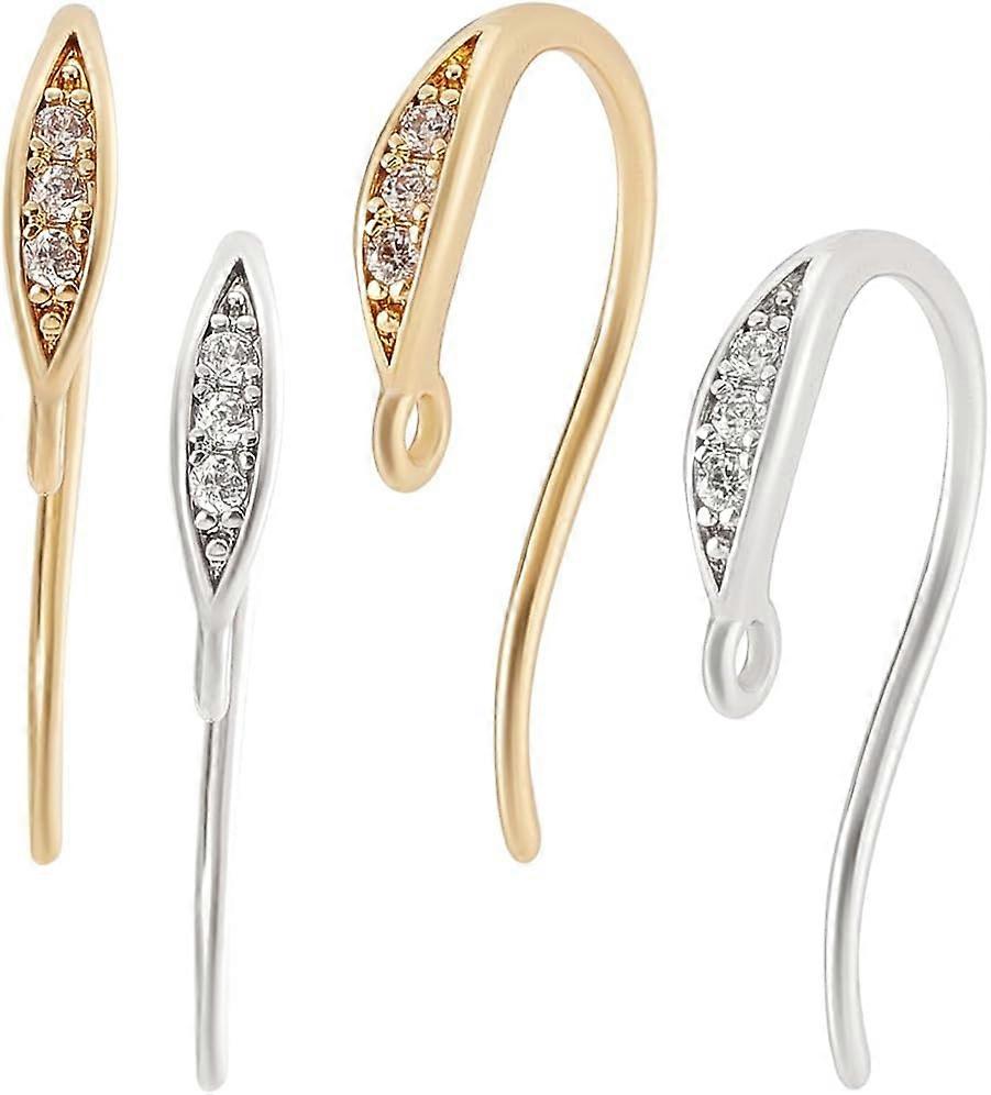 1 Box 16Pcs Zirconia Earring Hooks 18K Gold and Platinum Plated Brass Cubic Zirconia French Ear Wires Hooks with Dangle Loop for DIY Jewelry Earring M