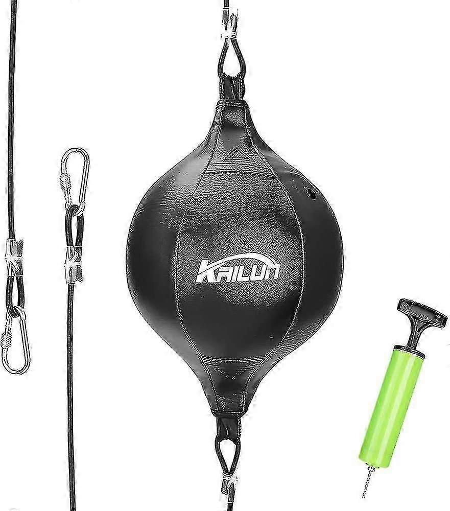 Μπάλα ταχύτητας, δερμάτινη τσάντα διάτρησης που κρέμεται διπλή μπάλα άκρου, μπάλα γροθιά πυγμαχίας με την αντανακλαστική μπάλα πυγμαχίας και την αντλία για το γυμναστήριο mma αθλητική τσάντα διάτρησης ενηλίκων