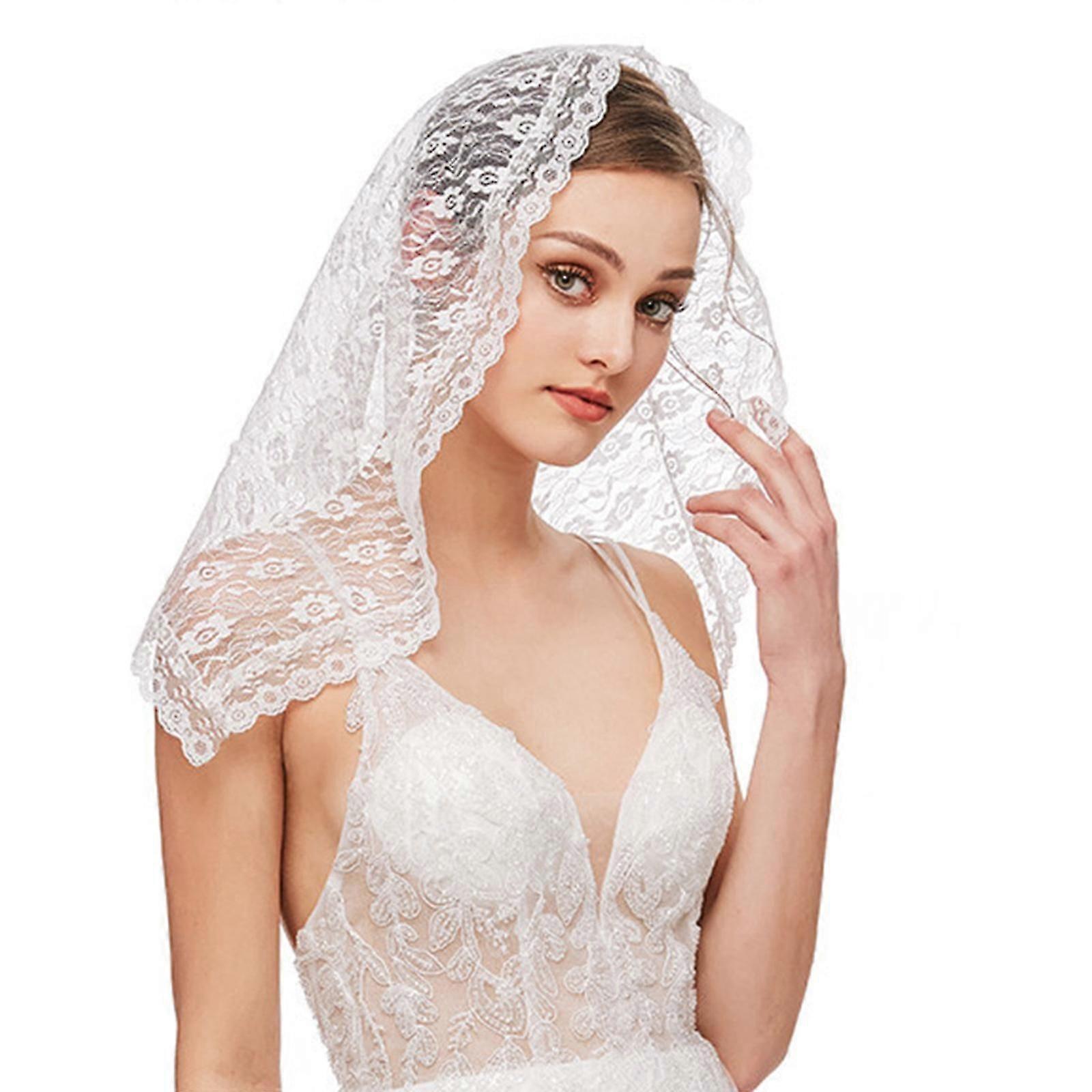 Dantel Mantilla Peçe Sonsuzluk Kilise Peçeleri İçin Baş Örtüsü İçin Zarif Çiçek