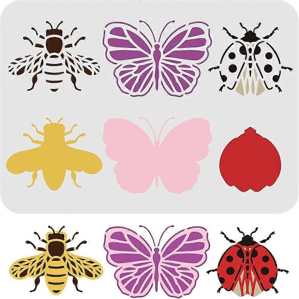Layered Animals Stencils Template 29.7x21cm Plastic Butterfly Drawing Painting Stencils Ladybug Bee Pattern Stencils Reusable Stencils for Painting on