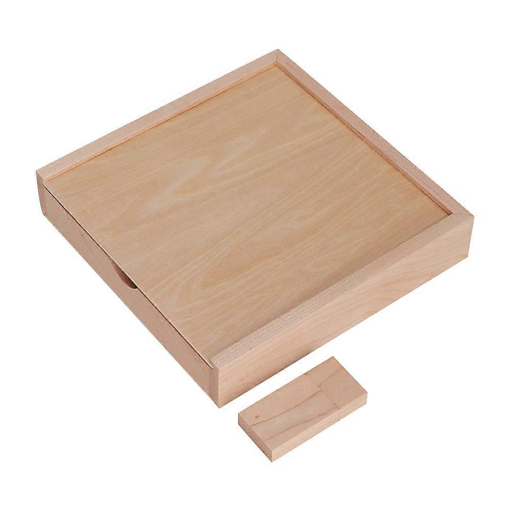 Square Maple Portable Drive Storage Wood Box USB2.0 Flash Memory U Disk 64G