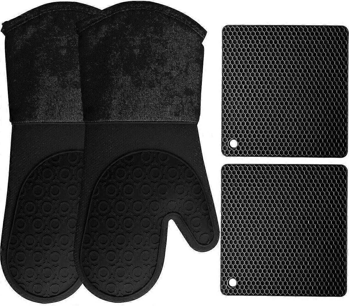 Heat Resistant Silicone Oven Gloves + Trivets + Pot Holders Set,1025