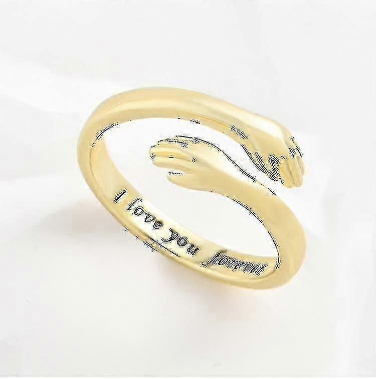 Two Hand Hug Couple's Ring 18ct Sterling Gold Couple's Hug Ring Adjustable Ring