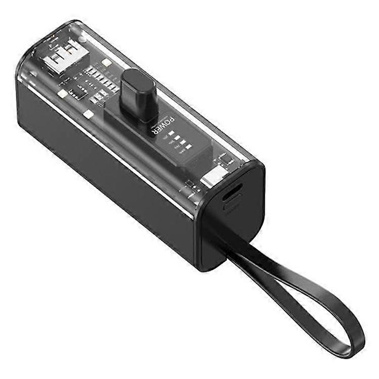 HY-740 10000mAh Capsule Power Bank 8-Pin Plug Phone Charger with Built-In Type-C Cable + USB Cable