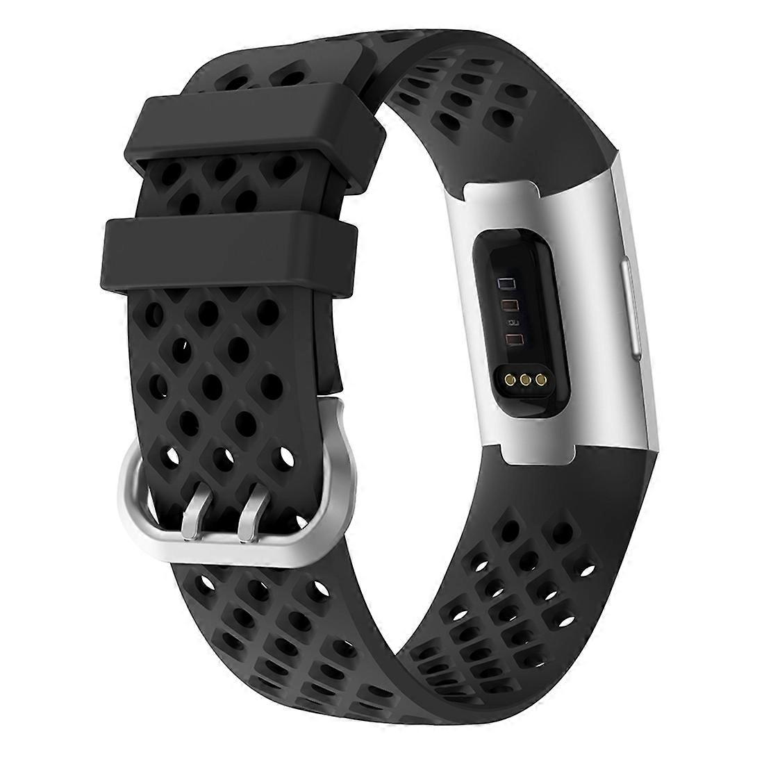 For Fitbit Charge 3 / 4 Hollow Square Silicone Strap