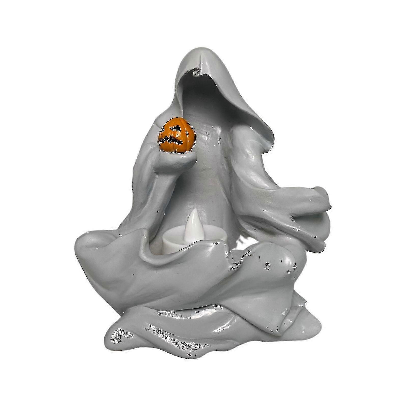 キャンドルライトホームデコレーション樹脂オーナメントハロウィンパーティー用品1個ギフト耐久性のあるカボチャランタンランプf54