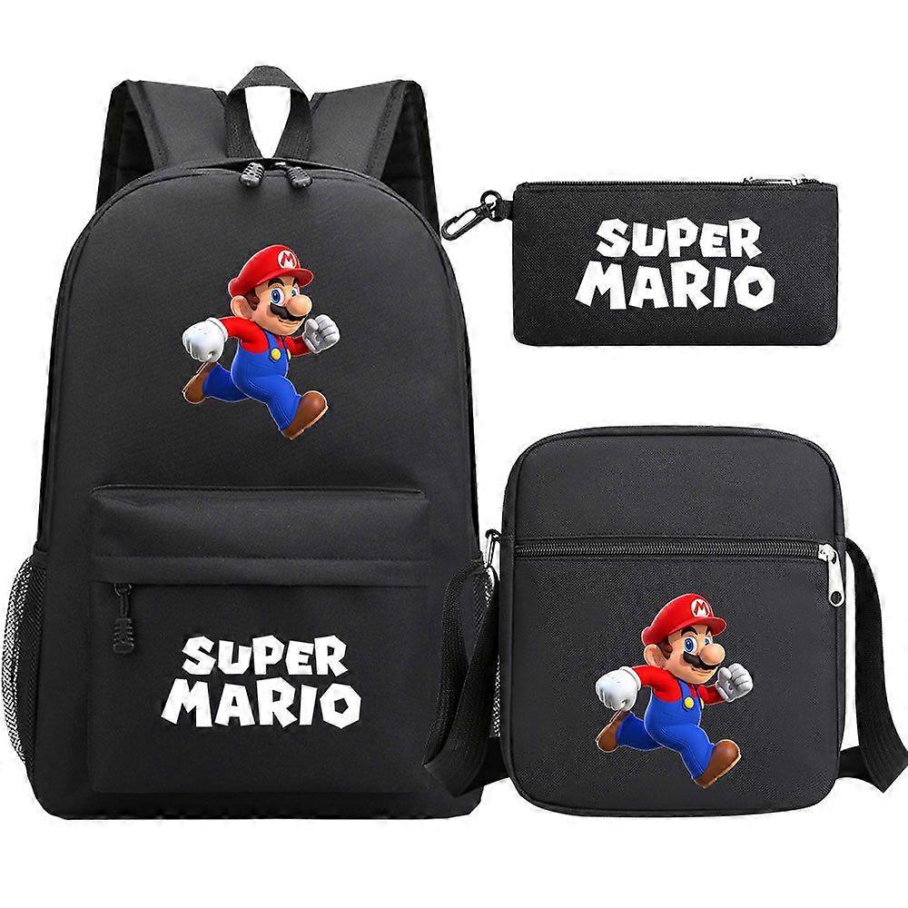 Super Mario 3d εκτύπωση USB αντικλεπτικό σετ σακιδίων κλειδαριών - 3 PC για άνδρες και γυναίκες, ιδανικό για τη νεολαία, φοιτητές, περιστασιακή τσάντα ταξιδιού