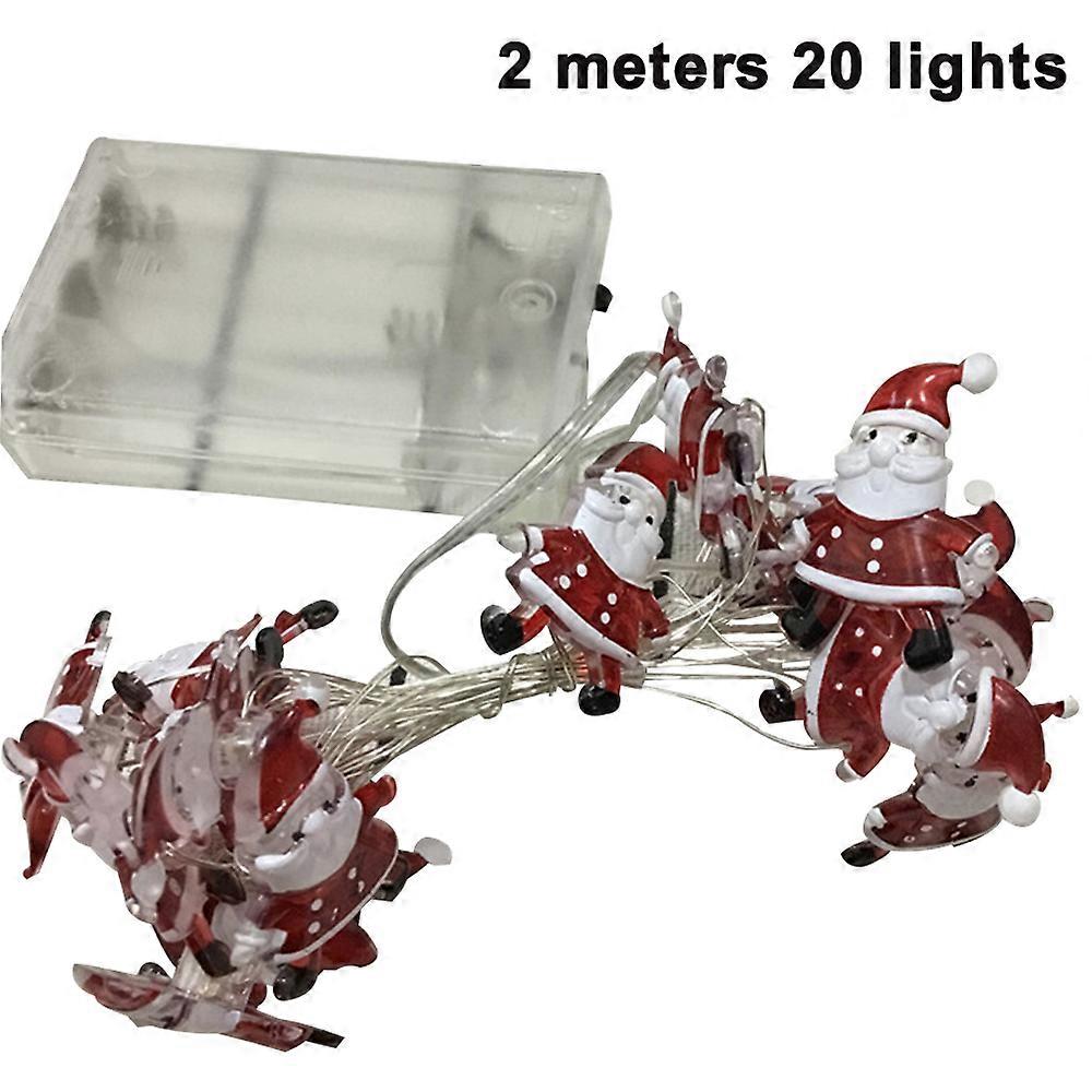 Cute Santa Claus Decorative String Lights, Memory Function Timer, USB Battery Powered