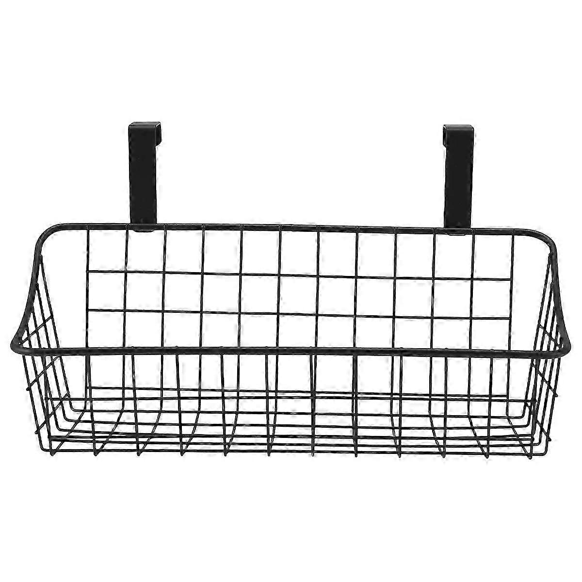 Basket with Hook, Hang It Behind a Door or on a Railing, Black fg2025031702764