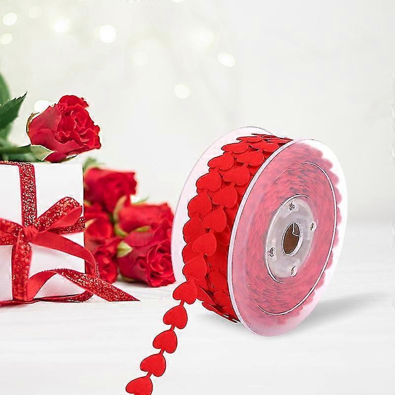 1 Roll Packaging Ribbon Decorative Tear Resistant Polyester Lace Heart Shaped Design Wrapping Ribbon Wedding Supplies