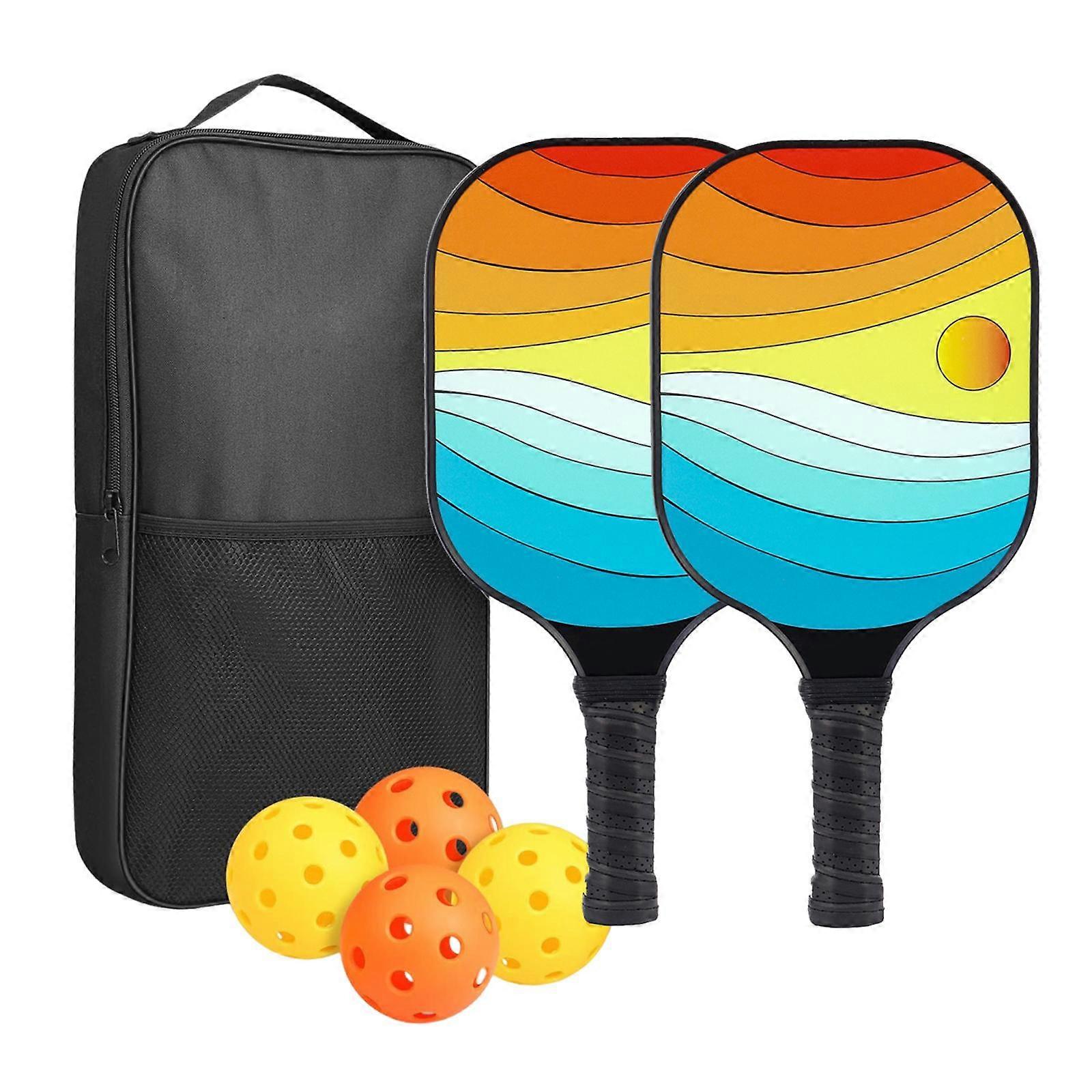 Pickleball Racket Set Includes 2 Rackets 4 Pickleballs for Yard Home Gym Use