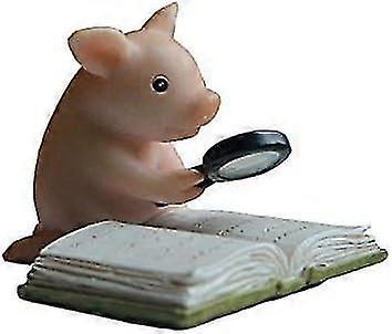 Mini Pig Statue - Mini Reading Pig Statue