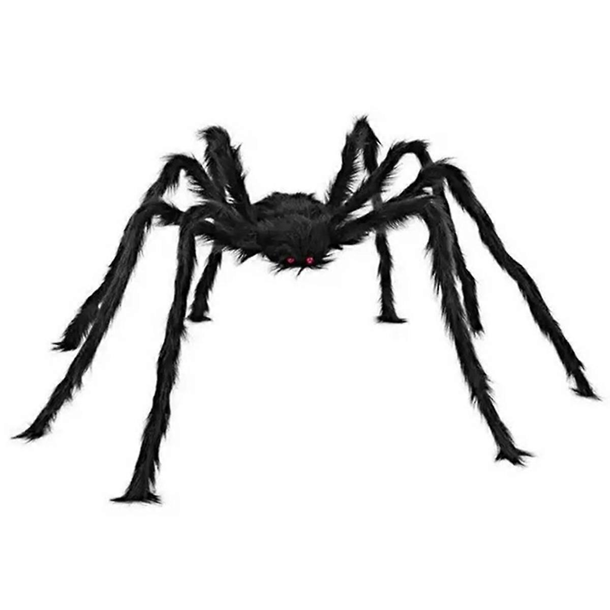 Giant Plush Spider Ornament -Hairy Spider with Red Eyes Skeleton Spider Halloween Horror Decorations