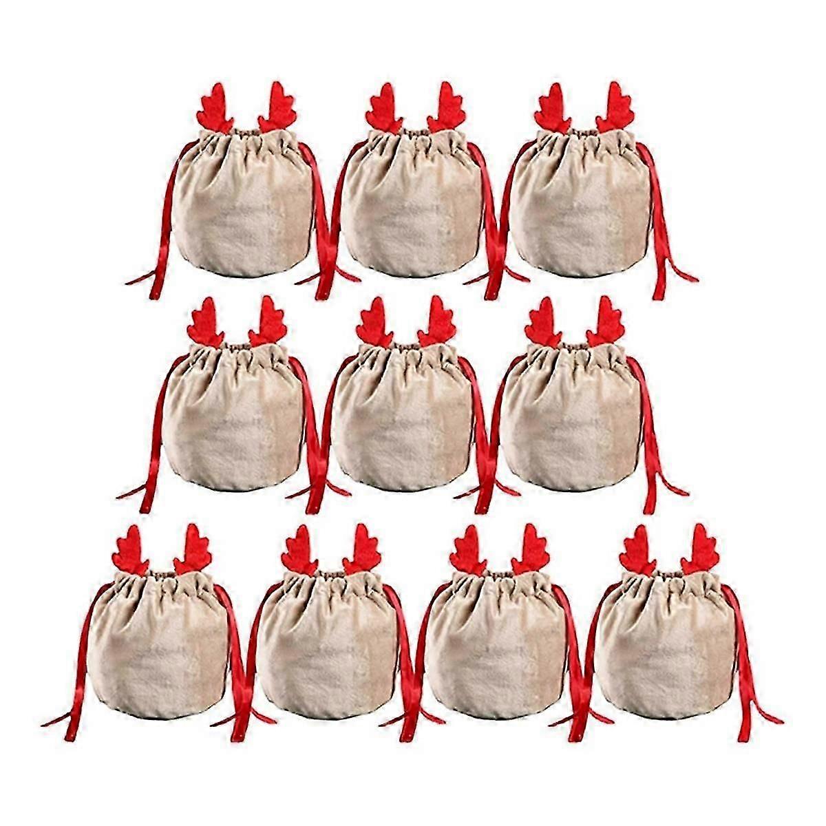 10db karácsonyi agancs táskák Aranyos cukorka táskák ajándékcsomagoló dekoráció Navidad tároló táska B