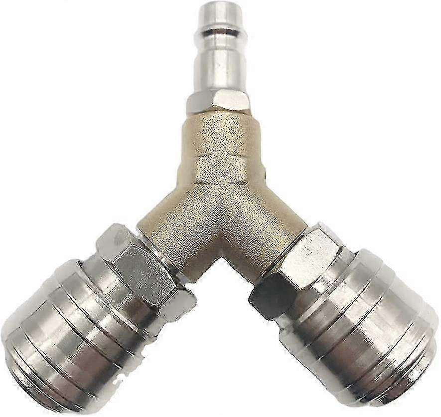 Rust Proof Brass Compressed Air Distributor, Connector, Switch with Two 1/4 Inch Threaded Connectors, Fully Assembled