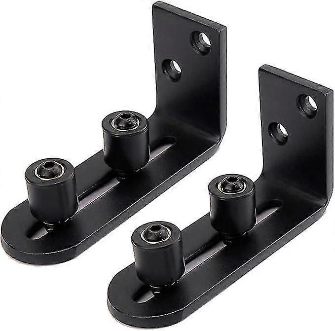Adjustable Sliding Gate Guide Wall Mount Double Wheels Bottom Guide for Barn Door Hardware Accessory Black, 2PCS