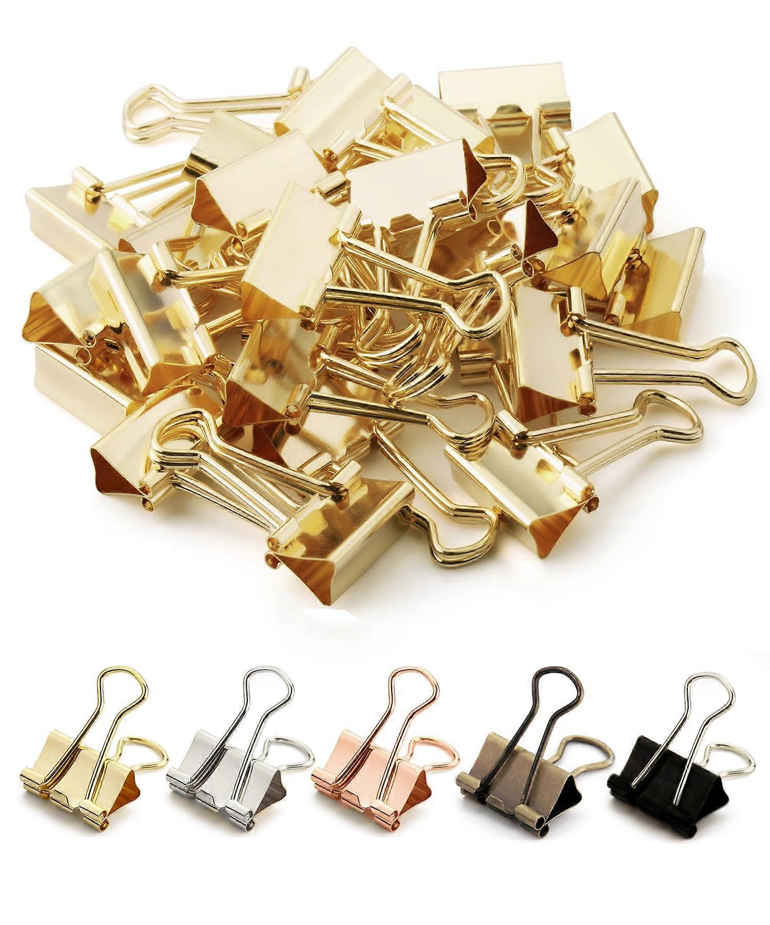 Connecting Clips Small Binding Clips 0.75 Inch Gold Tone Metal 50-Pack Paper Binding Clips