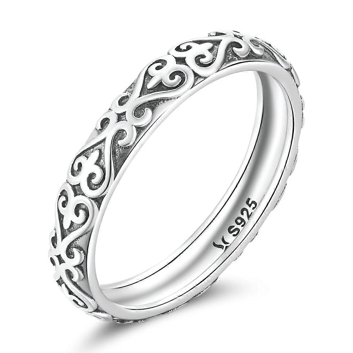 SCR776-10 Sterling Silver S925 Vintage Embossed Pattern Ring