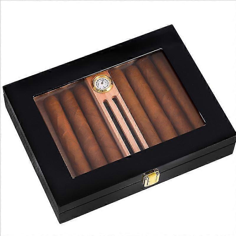 Schwarze Farbe Zedernholz Zigarren box Desktop Humidor