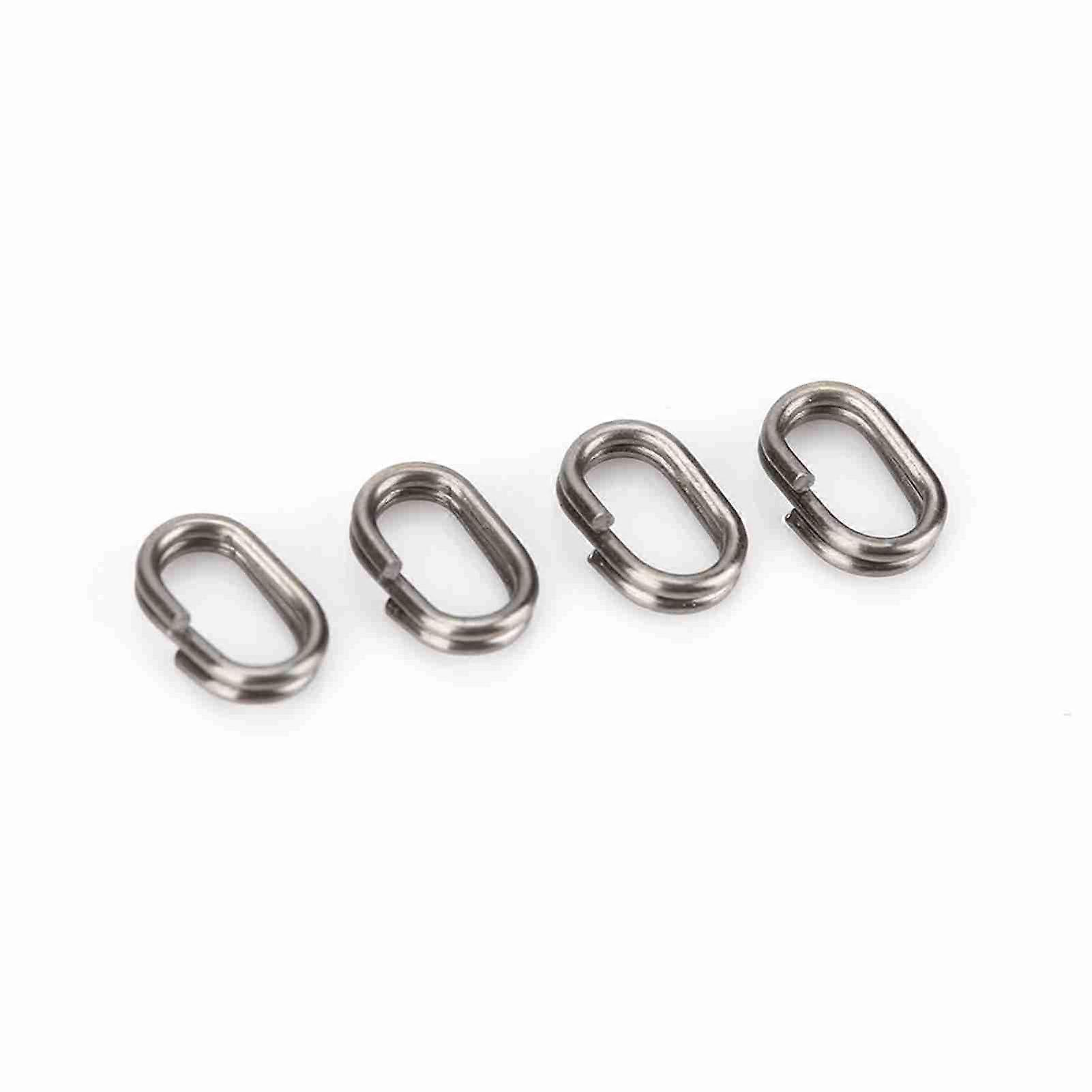 100 قطعة حلقات الصيد دوارة المفاجئة ، موصل معالجة الصيد ، الفولاذ المقاوم للصدأ بيضاوي سبليت حلقات دوارة لصيد سمك الشبوط (5 * 8 مم)