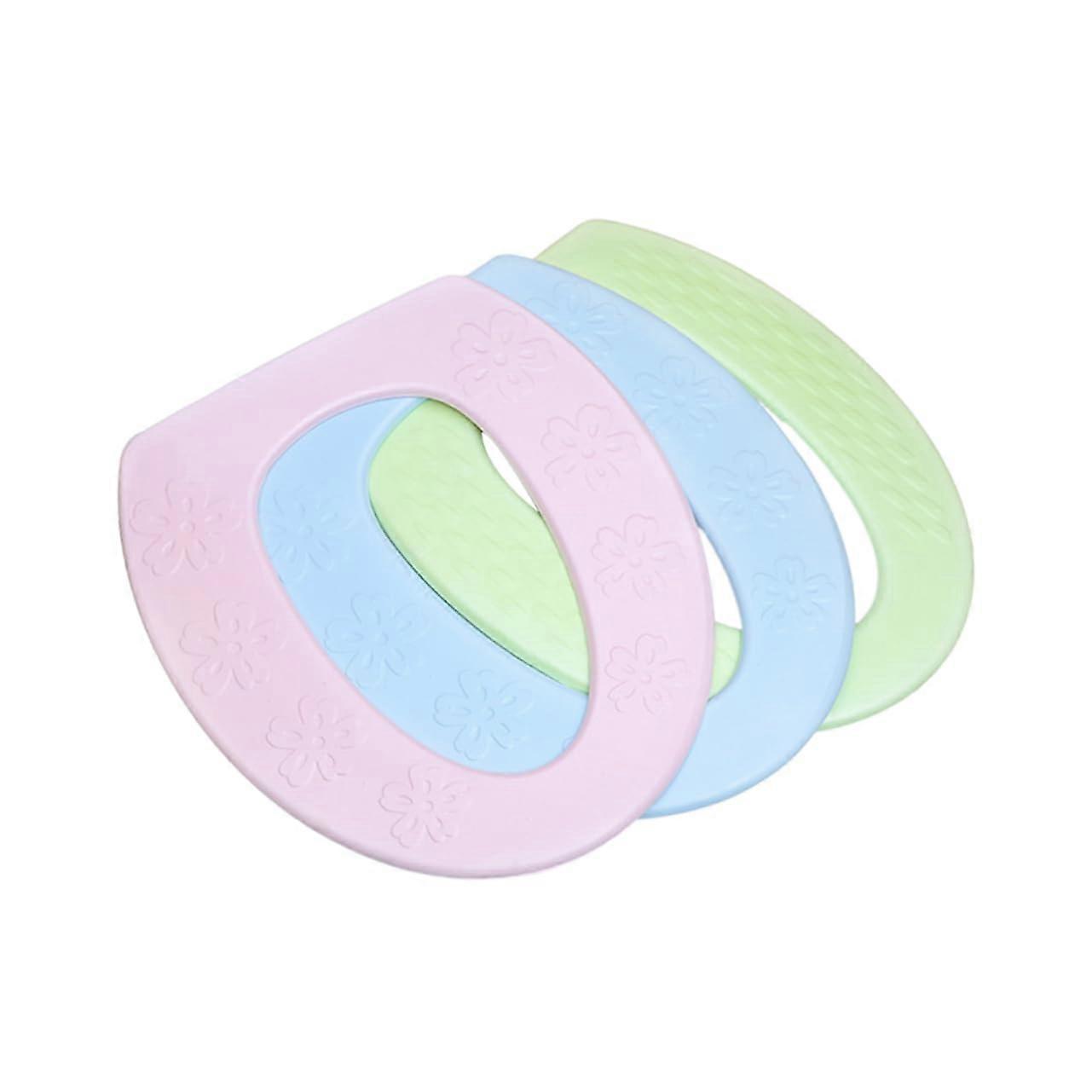 3pcs Winter Toilet Seat Cushion Insulation Pads Universal Soft Cover for Standard Round and Elongated Toilets