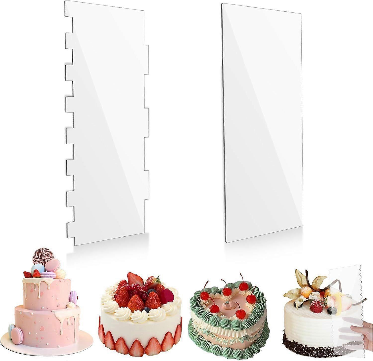 High quality brand new  2 Pcs Cake Scraper Large Acrylic Cake Scraper Smoother