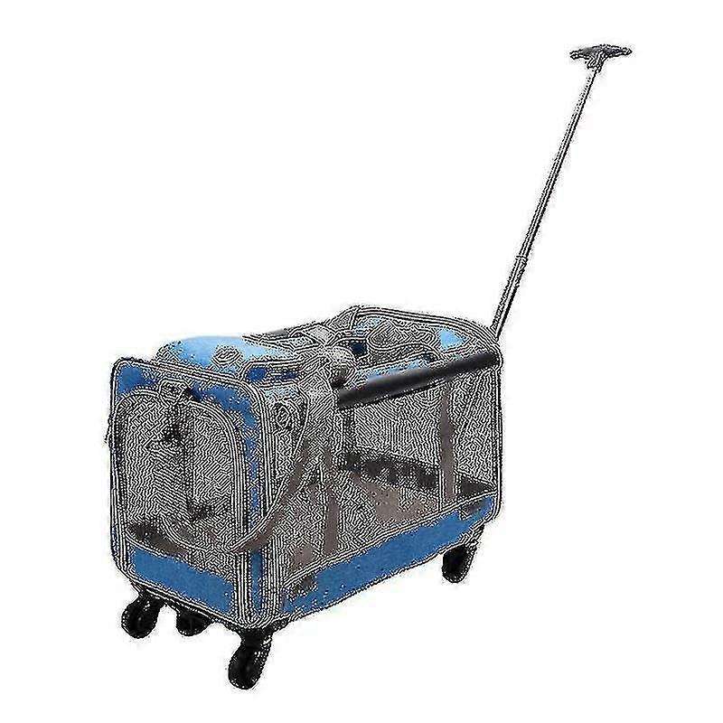 Pet Rolling Carrier With Detachable Wheels Mesh Window Travel Rolling Carrier For Small & Medium Dog