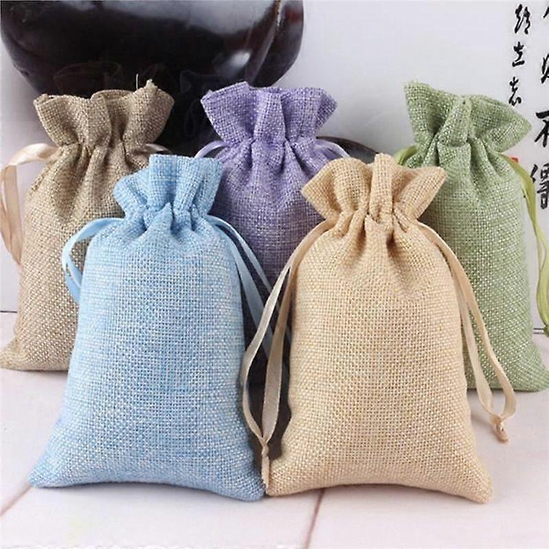 5x Linen Drawstring Storage Pouch Gift Bags