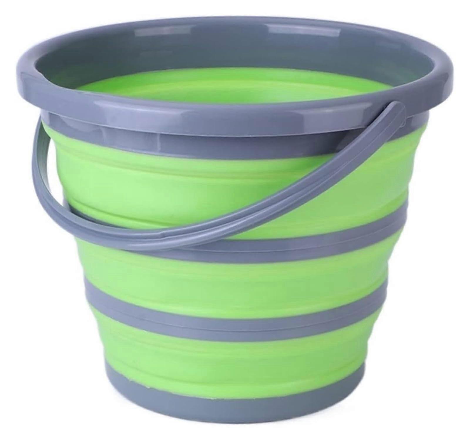 Mop Bucket,Arrival Silicone Folding Bucket Large Capicity Save Space Washabe Fishing Camping Car Bucket Kitchen Items Balde Barrel(Green)