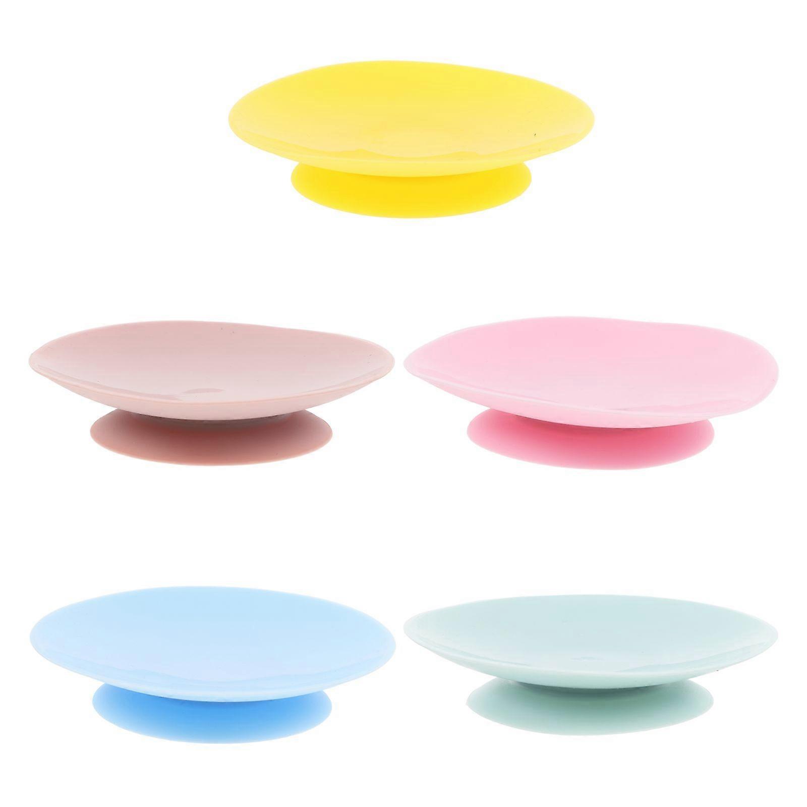 5pcs Silicone Suction Plate Double Side Suction Cup Portable Plate Sucker Fixing Pad Tableware Sucker Pads Utensil Rest Sucker for Fixing Tableware