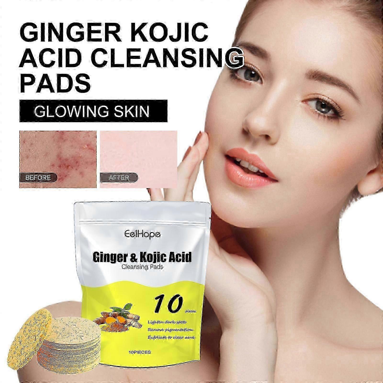Επιθέματα κουρκουμά Kojic Acid, 2024 Νέα επιθέματα καθαρισμού Kojic Acid και κουρκουμά, συμπιεσμένα σφουγγάρια προσώπου για απολέπιση καθαρισμού