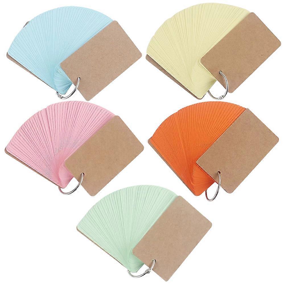 5pcs Blank Flashcards with Rings, Lightweight Portable Index Cards for Study, Office, Travel Notepad for Notes, Memo Paper, Metal Design
